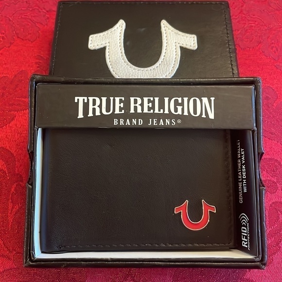 Brand New True Religion Genuine Leather Black Darkar Wallet w/ Desk Valet RFID - Picture 2 of 16